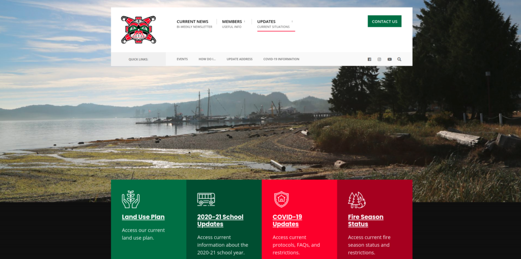 Quatsino First Nation website preview